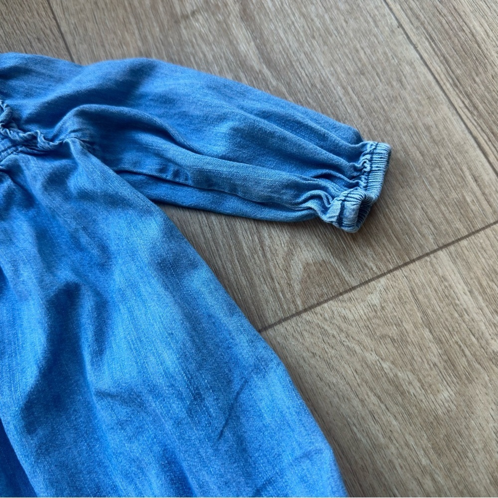 GAP Baby Girl Chambray Denim Button Front Dress Blue Long Sleeve 12-18M - Picture 6 of 6